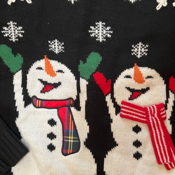 Ugly Christmas Sweater  Karen Scott XL Black Snowmen Snowflakeslong sleeve cute - Picture 2 of 10